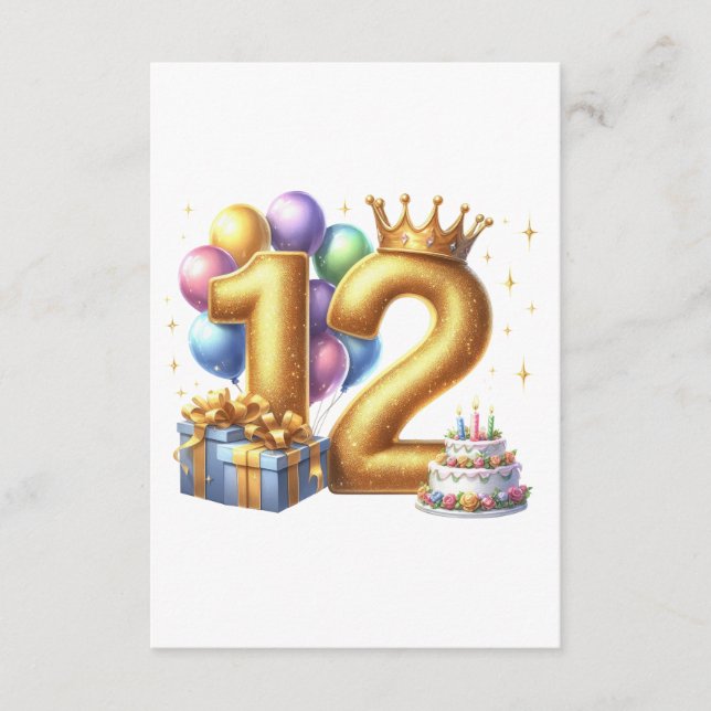 Tarjeta De Recepción Feliz cumpleaños dorado 12 (Anverso)