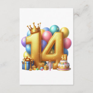 Tarjeta De Recepción Feliz cumpleaños dorado 14