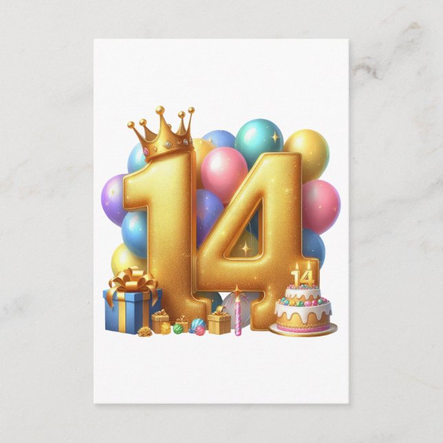 Tarjeta De Recepción Feliz cumpleaños dorado 14 (Anverso)