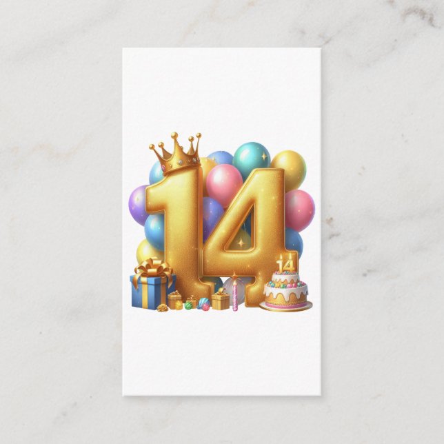 Tarjeta De Recepción Feliz cumpleaños dorado 14 (Anverso)
