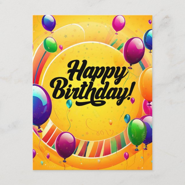 Tarjeta De Recepción Feliz Cumpleaños Vibrante (Anverso)
