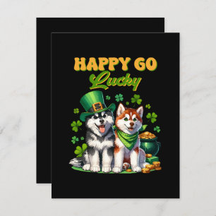 Tarjeta De Recepción Feliz Día de la Afortunada Afortunada Cute Husky S