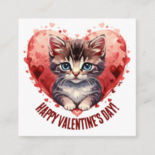 Tarjeta De Recepción Feliz Día de San Valentín pequeño gatito con coraz