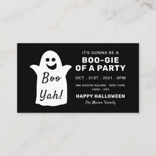 Tarjeta De Recepción Feliz Fantasma, Black Halloween Party Ticket Invit