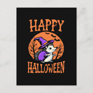 Tarjeta De Recepción Feliz Halloween Erizo Bruja