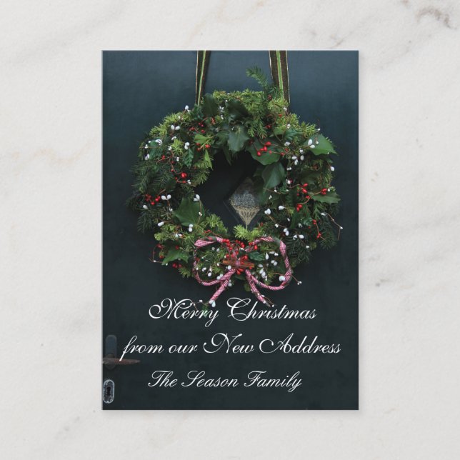 Tarjeta De Recepción Feliz Navidad desde nuestra nueva dirección (Anverso)