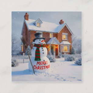TARJETA DE RECEPCIÓN FELIZ NAVIDAD ESCENA INVERNAL GRAN MUÑECO DE NIEVE