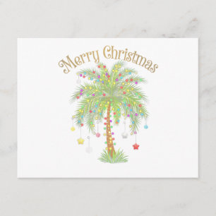 Tarjeta De Recepción Feliz Navidad Luz de Palma Año Nuevo Tropical 