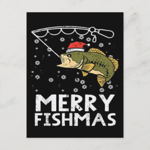 Tarjeta De Recepción Feliz Pescado de Navidad Pesca de Navidad