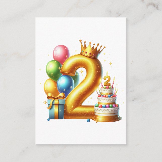Tarjeta De Recepción Feliz segundo cumpleaños dorado (Anverso)