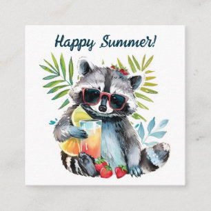 Tarjeta De Recepción Feliz verano, mapache, escalada de playa