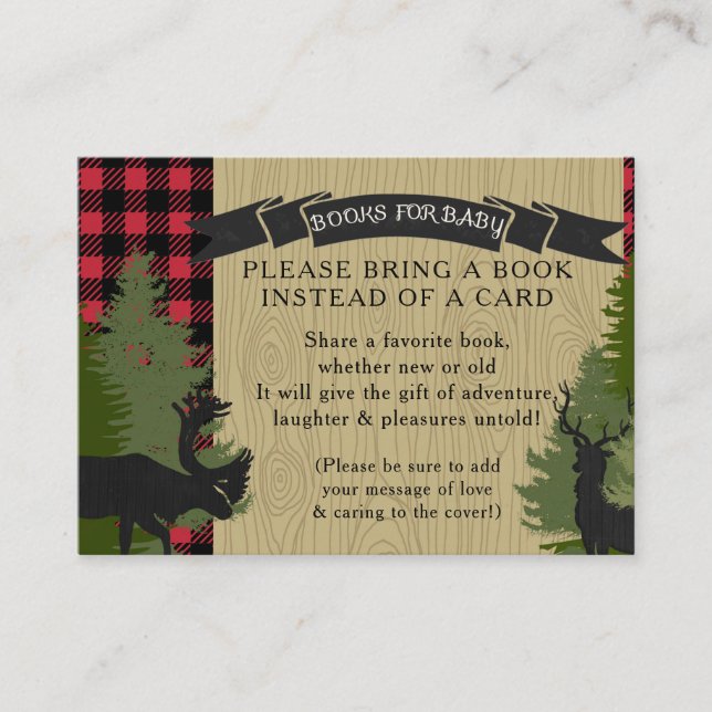 Tarjeta De Recepción Fenómeno Baby Shower Lumberjack Plaid Deer Moose (Anverso)