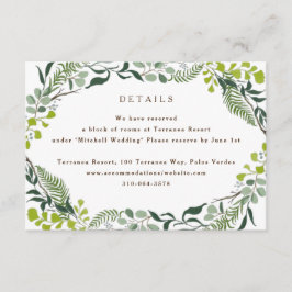 Tarjeta De Recepción Fern Eucalyptus Boda de la vegetación de mano