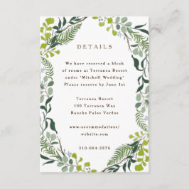 Tarjeta De Recepción Fern Eucalyptus Boda de la vegetación de mano
