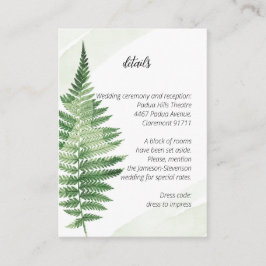 Tarjeta De Recepción Fern verde minimalista
