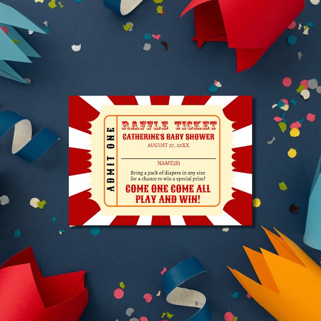 Tarjeta De Recepción Festival de circo de carnaval Baby Shower Diaper R (Subido por el creador)