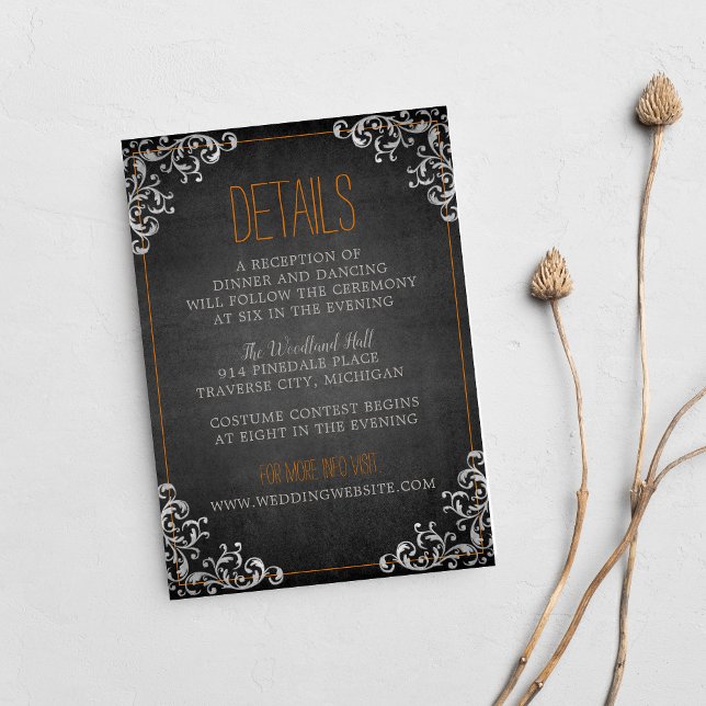 Tarjeta De Recepción Festividad gótica en Halloween Boda oscuro (Subido por el creador)