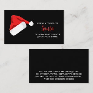 Tarjeta De Recepción Festividades - Santa Hat - Boleto para bebidas