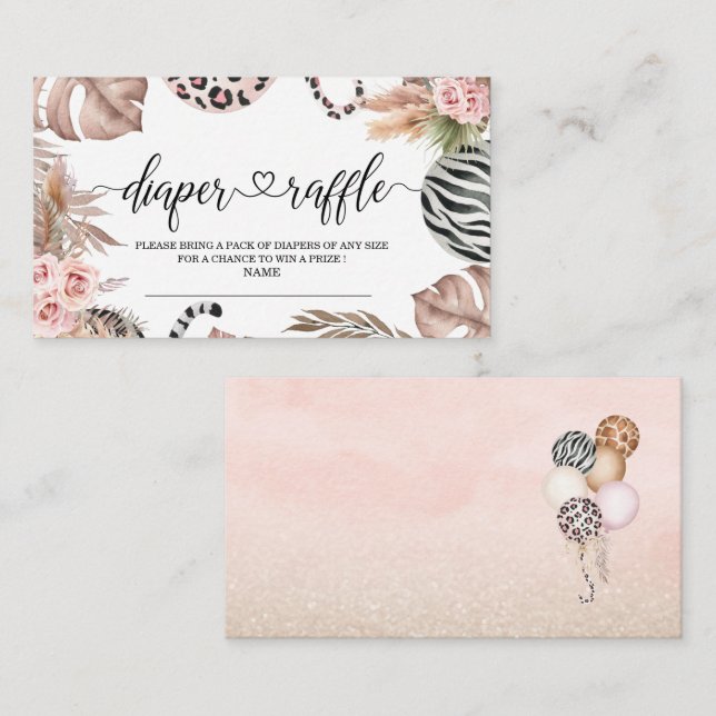 Tarjeta De Recepción Fiesta Animales leopardo jungla selva bebé salvaje (Anverso / Reverso)