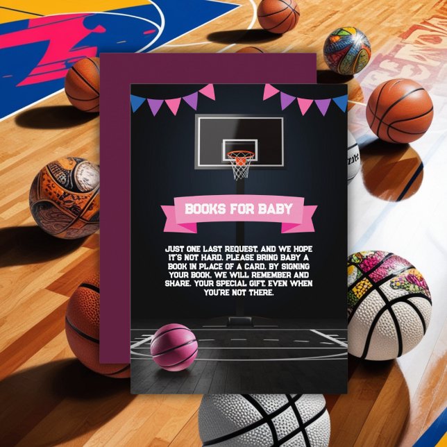Tarjeta De Recepción Fiesta Baby Shower de baloncesto rosa (Subido por el creador)