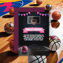 Tarjeta De Recepción Fiesta Baby Shower de baloncesto rosa