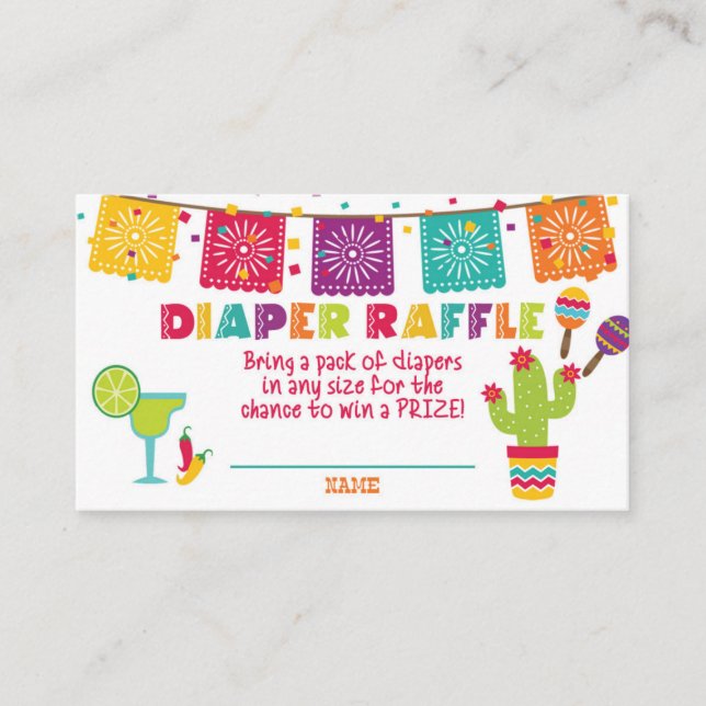 Tarjeta De Recepción Fiesta Baby Shower Diaper Raffle Card - Blanco (Anverso)
