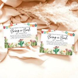 Tarjeta De Recepción Fiesta Cactus Trae un libro para Baby Shower