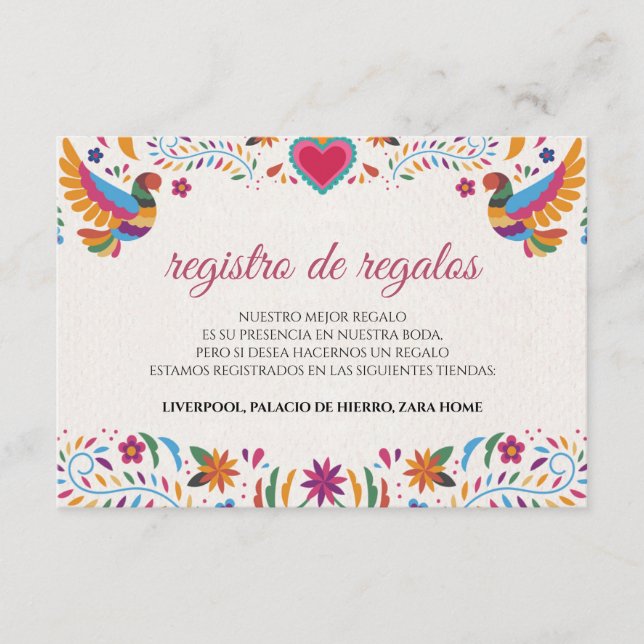Tarjeta De Recepción Fiesta Colorful Flowers Botanical Spanish Wedding (Anverso)