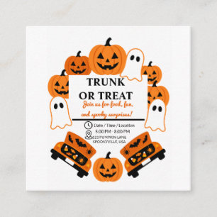 Tarjeta De Recepción Fiesta Comunitaria de Halloween Retro Maleta o Tra