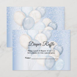 Tarjeta De Recepción Fiesta de Baby Shower con globos azules y blancos 