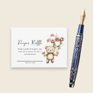 Tarjeta De Recepción Fiesta de Bebé de Oso de Peluche Floral Sorteo de
