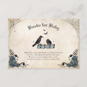 Tarjeta De Recepción Fiesta de Bebé Gótica Libros de Bebé Cuervo Negro