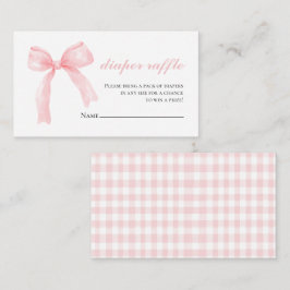 Tarjeta De Recepción Fiesta de bebé preppy con lazo rosa a cuadros Rifa