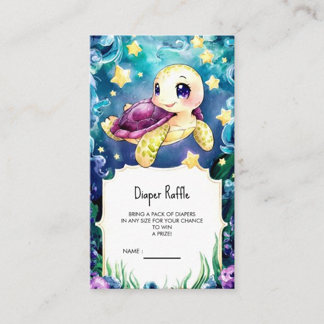 Tarjeta De Recepción Fiesta de Bebé Tortuga Encantada Bajo el Mar (Anverso)