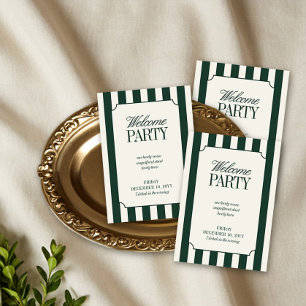 Tarjeta De Recepción Fiesta de Bienvenida Clásica de Boda con Franja Ve