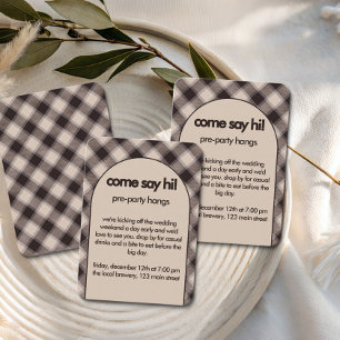 Tarjeta De Recepción Fiesta de bienvenida de boda informal a cuadros ma