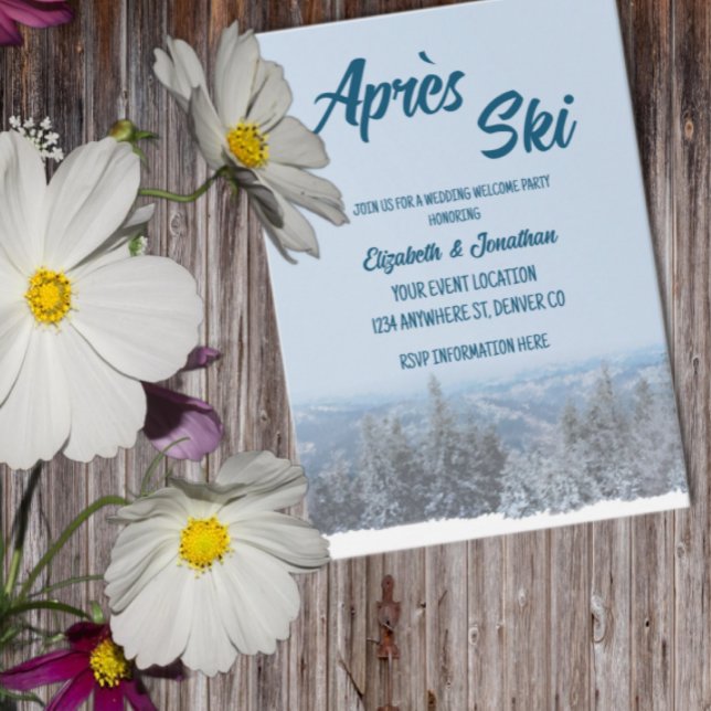 Tarjeta De Recepción Fiesta de bienvenida pre-Boda de Snowy Mountain Fo (Subido por el creador)