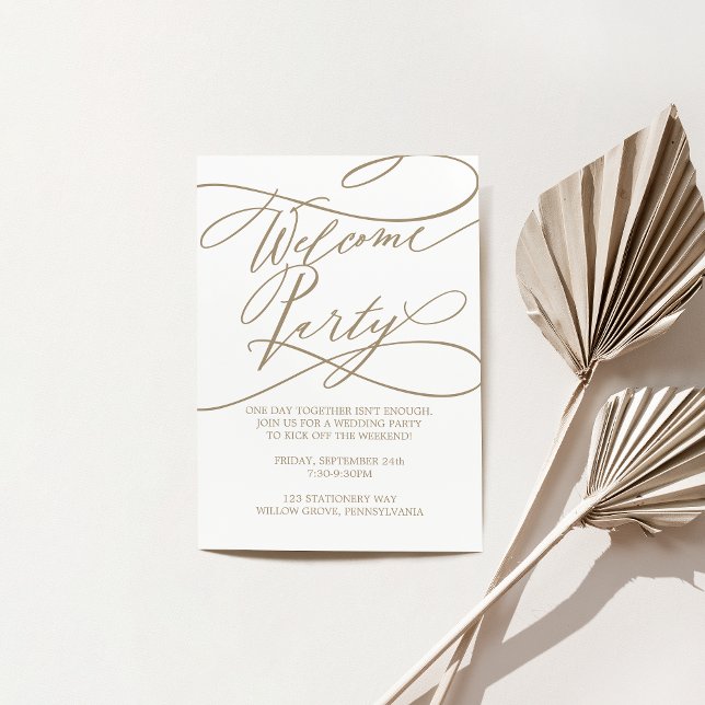 Tarjeta De Recepción Fiesta de bienvenida romántico con caligrafía de o (Subido por el creador)