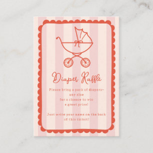 Tarjeta De Recepción Fiesta de Cochecito de Bebé Rosa con Diaper Raffle