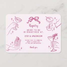 Tarjeta De Recepción Fiesta de cócteles Rosa Retro Registro de novias I