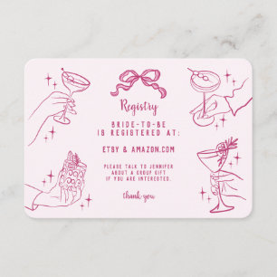 Tarjeta De Recepción Fiesta de cócteles Rosa Retro Registro de novias I