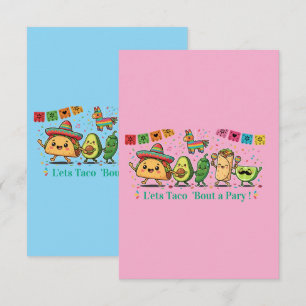 Tarjeta De Recepción Fiesta de Comida Mexicana Kawaii Adorable - Taco B