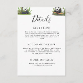 Tarjeta De Recepción Fiesta de cumpleaños de Bamboo Cute Panda Greenery