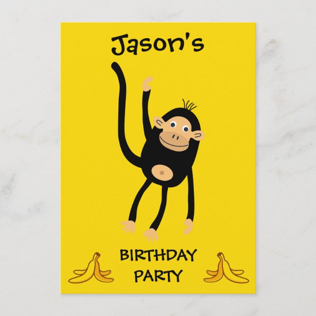 Tarjeta De Recepción Fiesta de cumpleaños de los monos pequeños (Anverso)