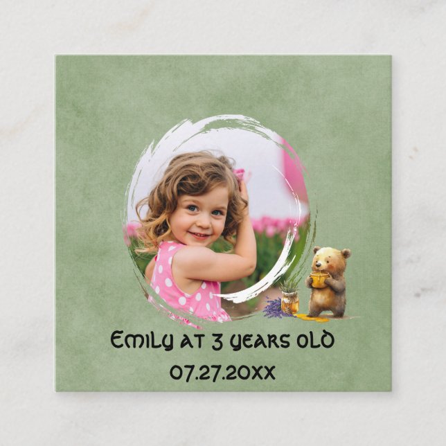 Tarjeta De Recepción Fiesta de cumpleaños del oso de miel (Anverso)