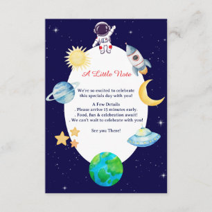 Tarjeta De Recepción Fiesta de cumpleaños espacial con acuarela