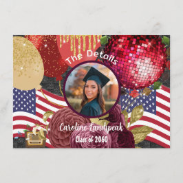 Tarjeta De Recepción Fiesta de Disco Foto Personalizada Los Detalles