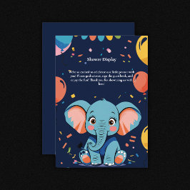 Tarjeta De Recepción Fiesta de Elefante Bebé Azul Baby Shower