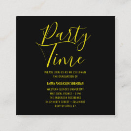 Tarjeta De Recepción Fiesta de escritura minimalista de estilo negro y 