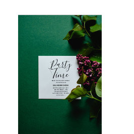 Tarjeta De Recepción Fiesta de escritura minimalista de estilo negro y 